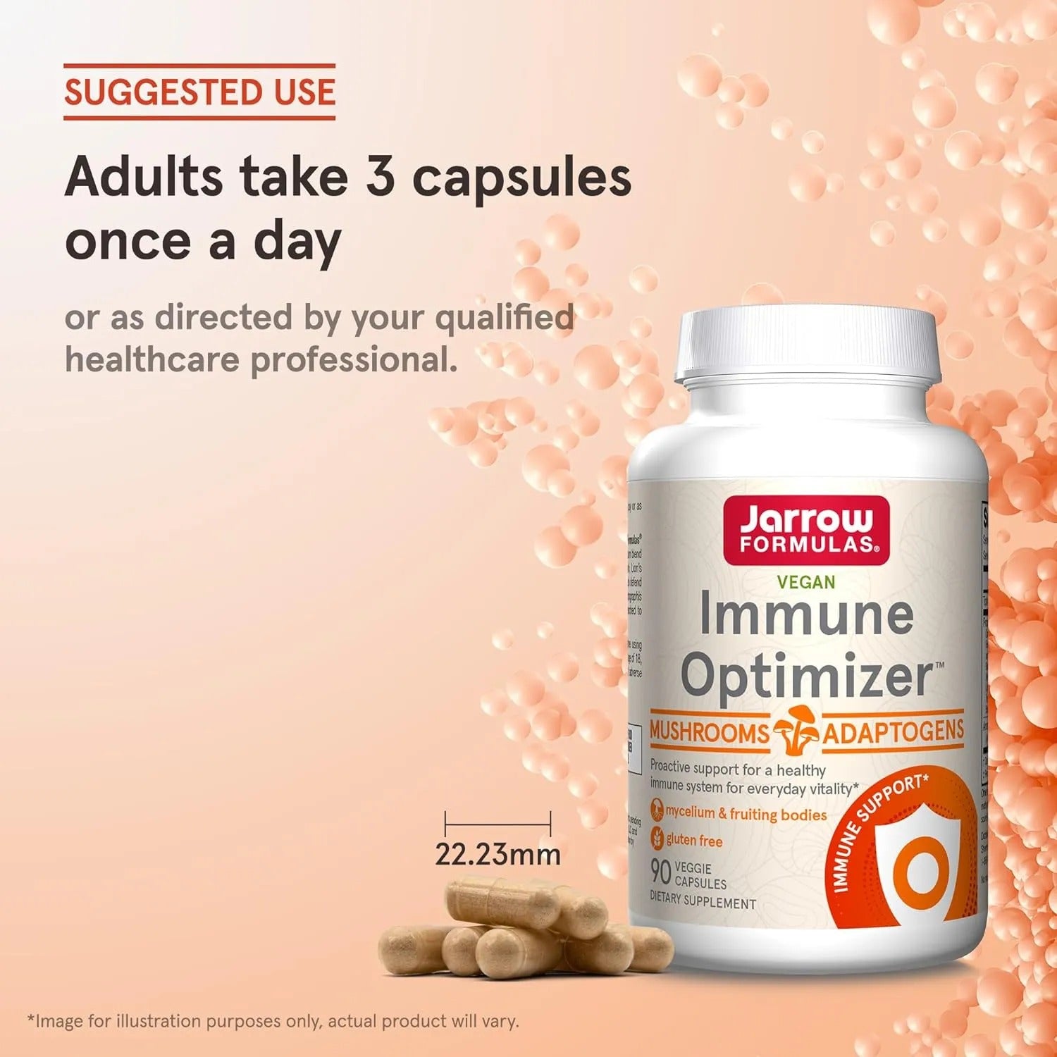 How to Use Image: Jarrow Formulas Immune Optimizer mushroom complex veggie capsules 90 count usage instructions