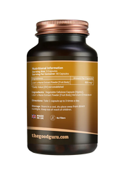 Supplement facts label for The Good Guru Lion's Mane Extract, 600mg, 90 count.