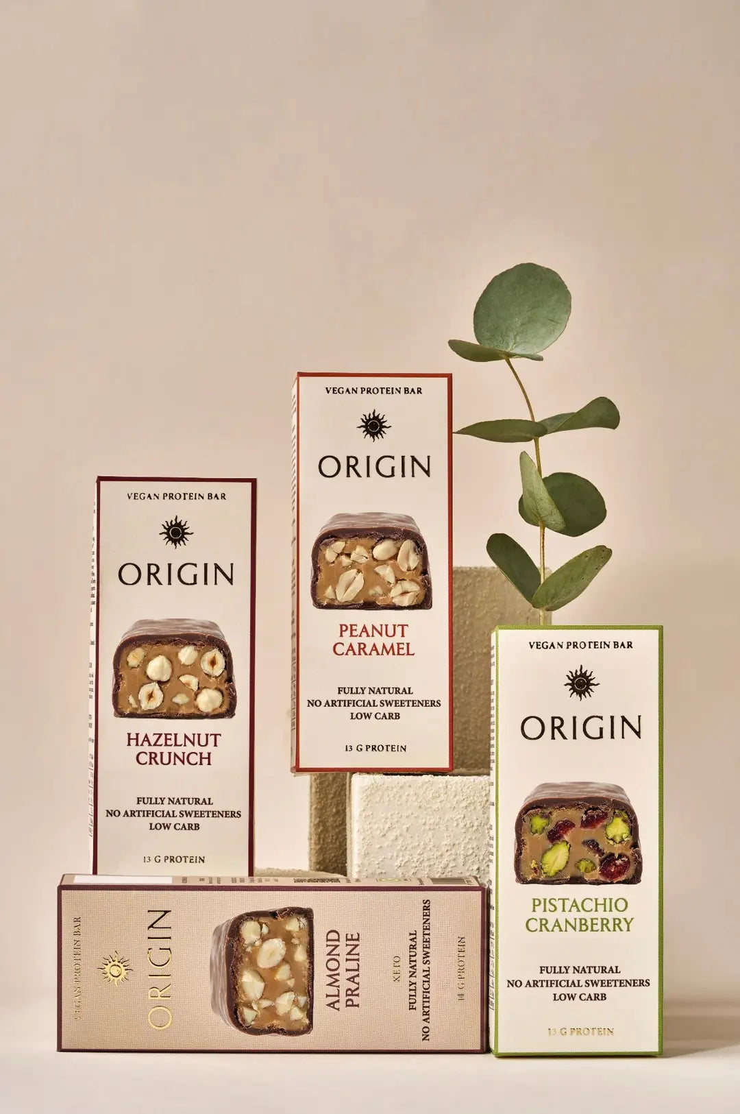 Origin Almond Praline Vegan Protein Bar 12 x 45g & other variants