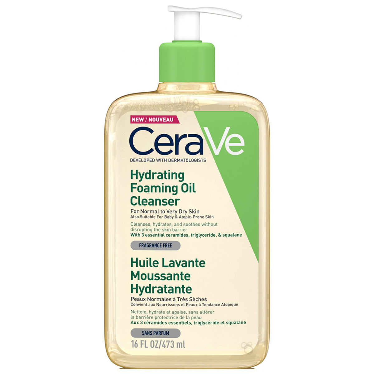 CeraVe Hydrating Foaming Oil Cleanser facial cleanser pump bottle 473ml