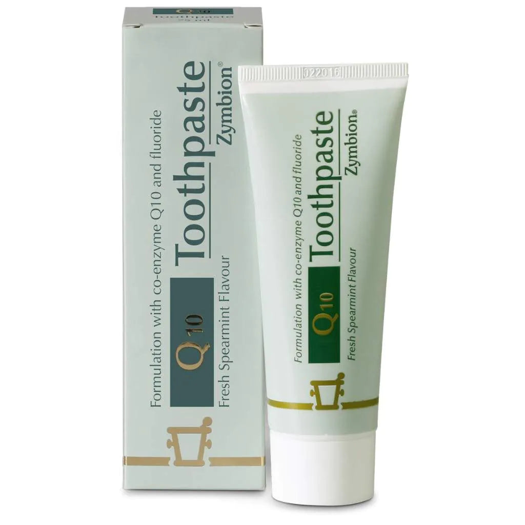 Pharma Nord Zymbion Q10 Toothpaste, toothpaste tube & box packaging, Fresh Spearmint flavour, 75ml
