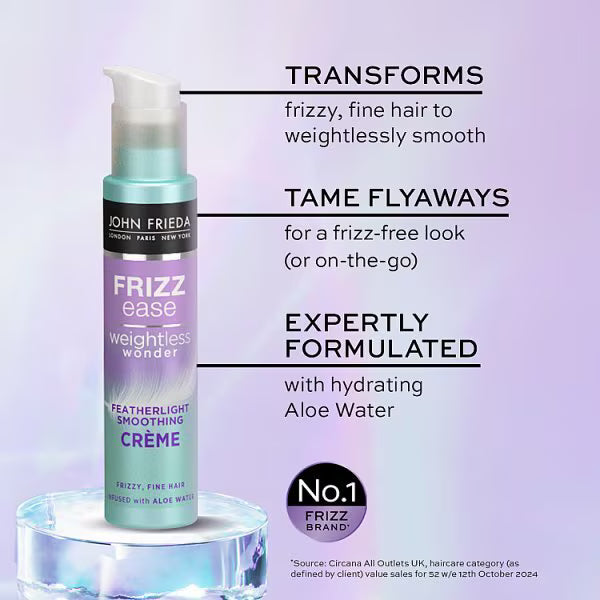 John Frieda Frizz Ease Weightless Wonder Smoothing Crème 100ml used during everyday hair styling routine