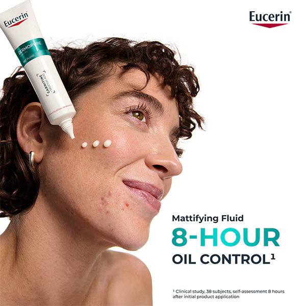 Eucerin DermoPure Clinical Mattifying Fluid carnitine salicylic acid facial fluid 40ml tube lifestyle use image