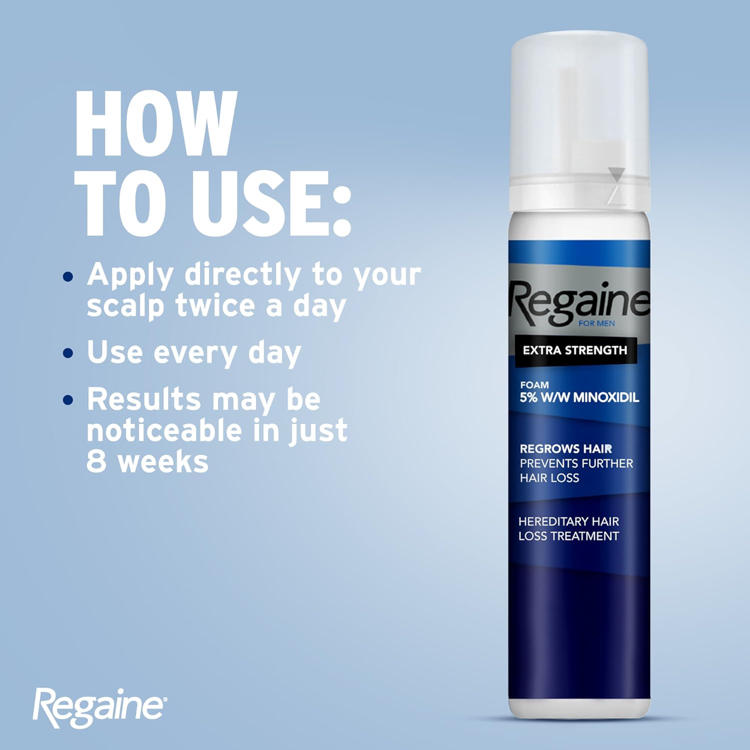 Regaine For Men 5% Minoxidil Scalp Foam 73ml how to use