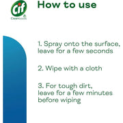 Cif Cleanboost Bathroom Limescale Cleaner Spray 700ml bottle showing product how to use