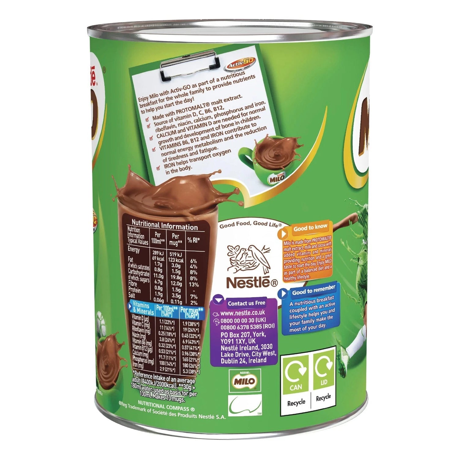 Nestlé Milo Chocolate Malt Drink Powder pouch packaging chocolate flavour 400g back product image