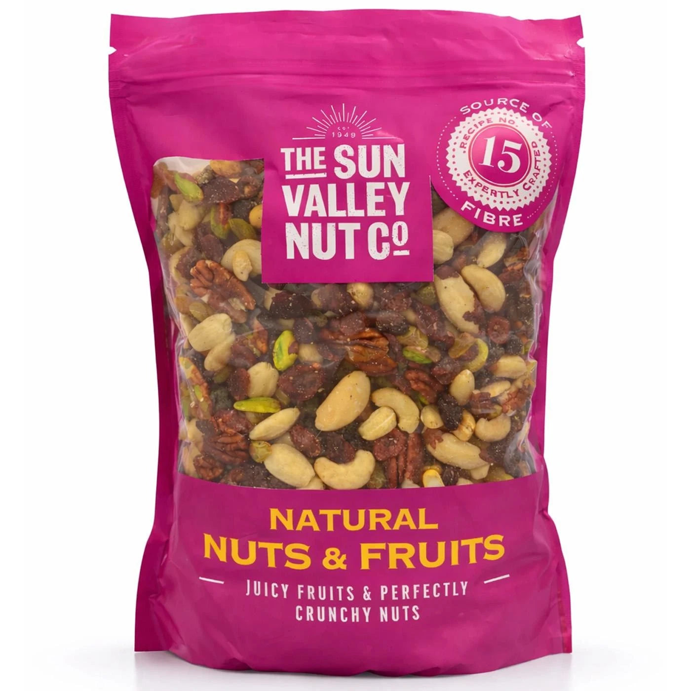 Front image: Sun Valley natural nuts and fruits mix 1.1kg pack mixed nuts dried fruit packaging