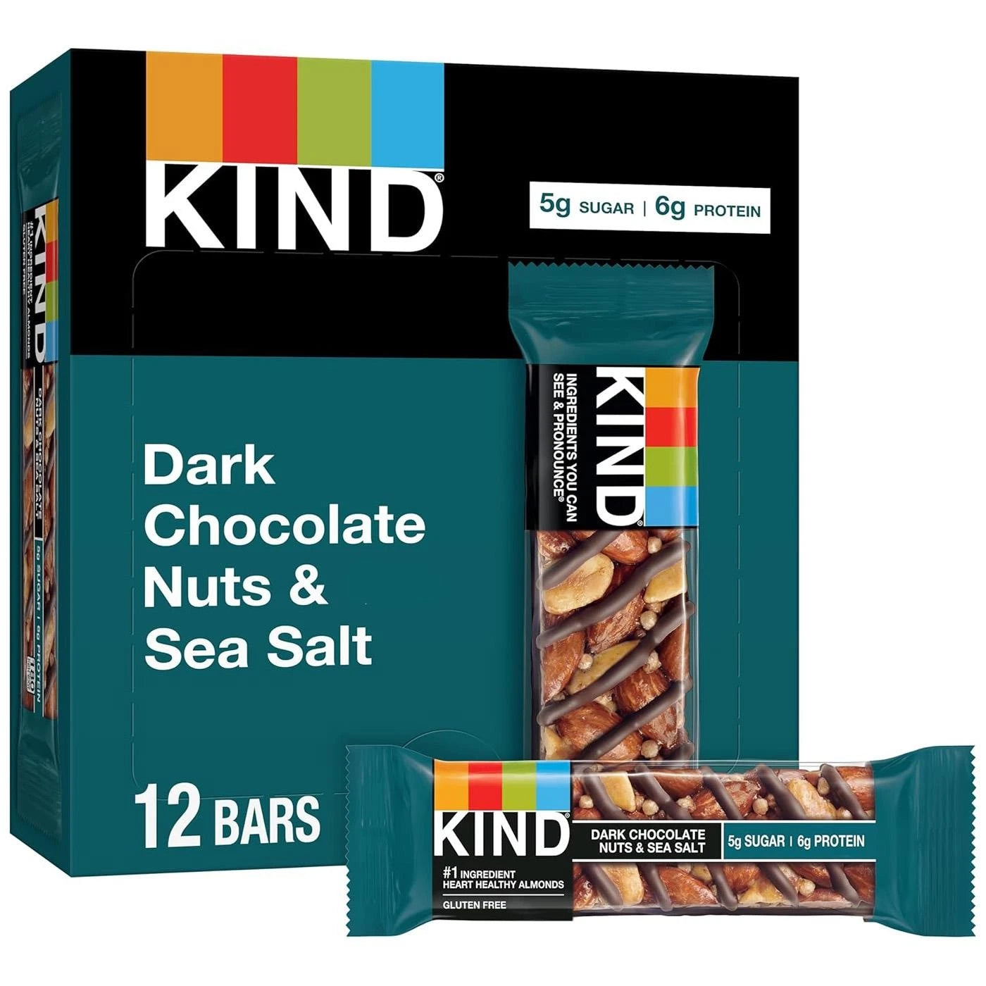 KIND Dark Chocolate Nuts and Sea Salt snack bars box 12 x 40g