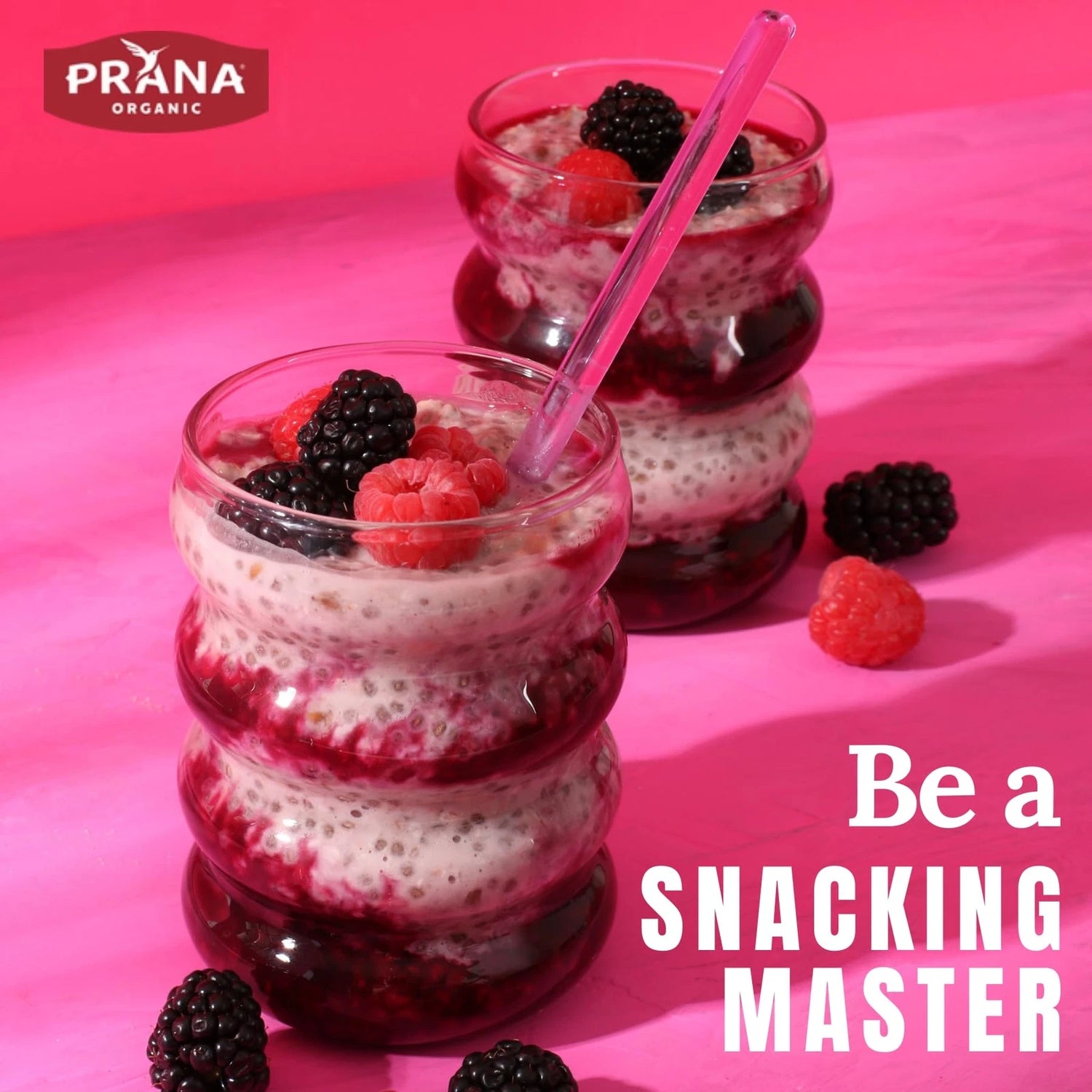 Prana Organic Overnight Chia Berry Fairies with Oats 800g bag prepared as overnight oats