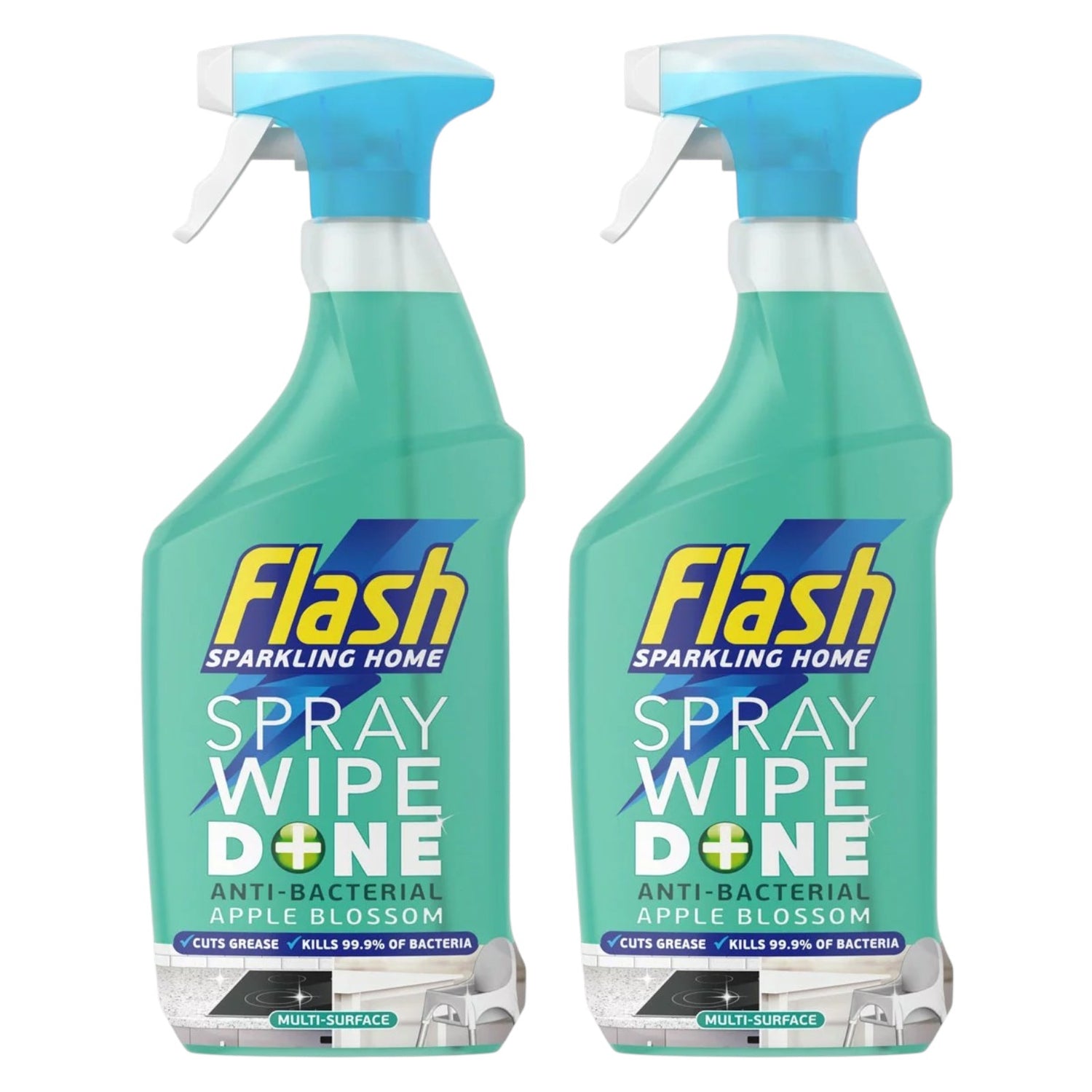 Flash Spray Wipe Done Apple Blossom Multi-Surface Cleaner Spray twin pack 2 x 800ml bottles