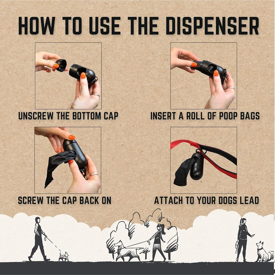 Rosewood biodegradable dog waste bags dispenser and bag roll usage instructions 370 pack