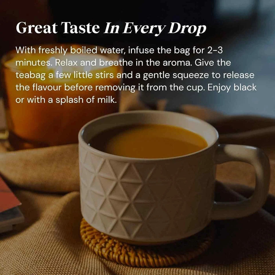 Twinings English Breakfast black tea bags 300 pack prepared tea cup lifestyle