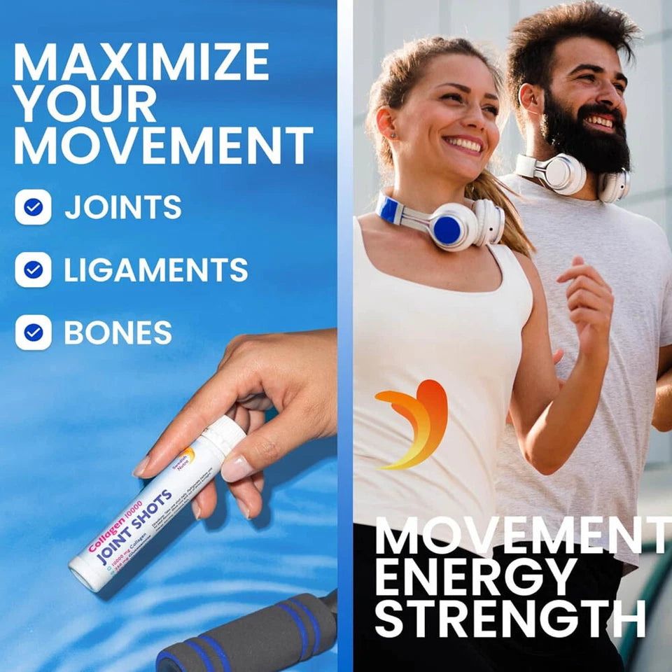 Lifestyle/use image: Swedish Nutra collagen joint shots daily use 20 x 25ml