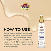 African Pride Moisture Miracle Coconut Milk & Honey Leave-In Conditioner 237ml usage instructions
