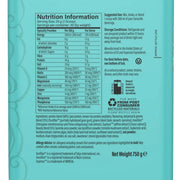 Supplement facts and ingredients list for Sunwarrior Shape Vanilla