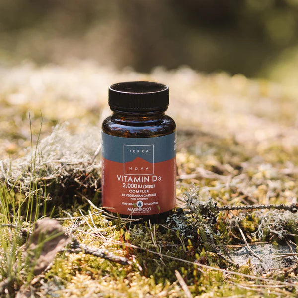 Front image: Terranova Vitamin D3 2000IU capsules bottle 