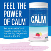 Natural Vitality CALM® Magnesium Plus Calcium Powder, Raspberry Lemon Flavour 226gMAGNESIUM PLUS CALCIUM POWDER, RASPBERRY LEMON FLAVOUR